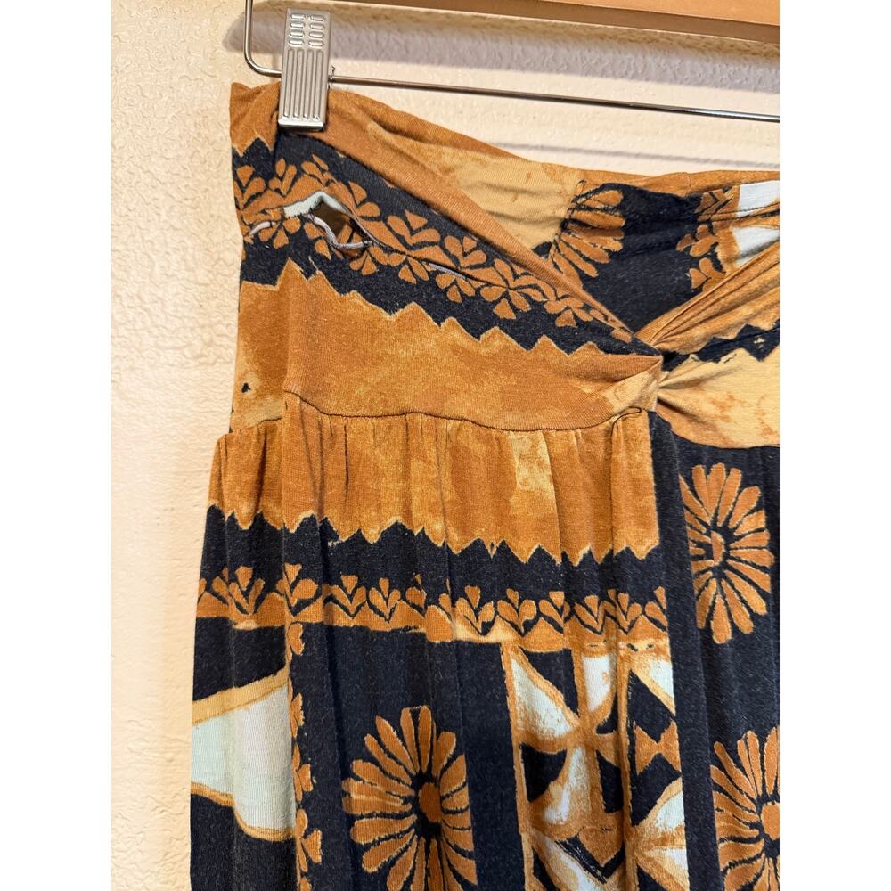 Free People Movement Boho Brown & Blue Printed Wide Leg Flowing Yoga Pants Med - Picture 10 of 13